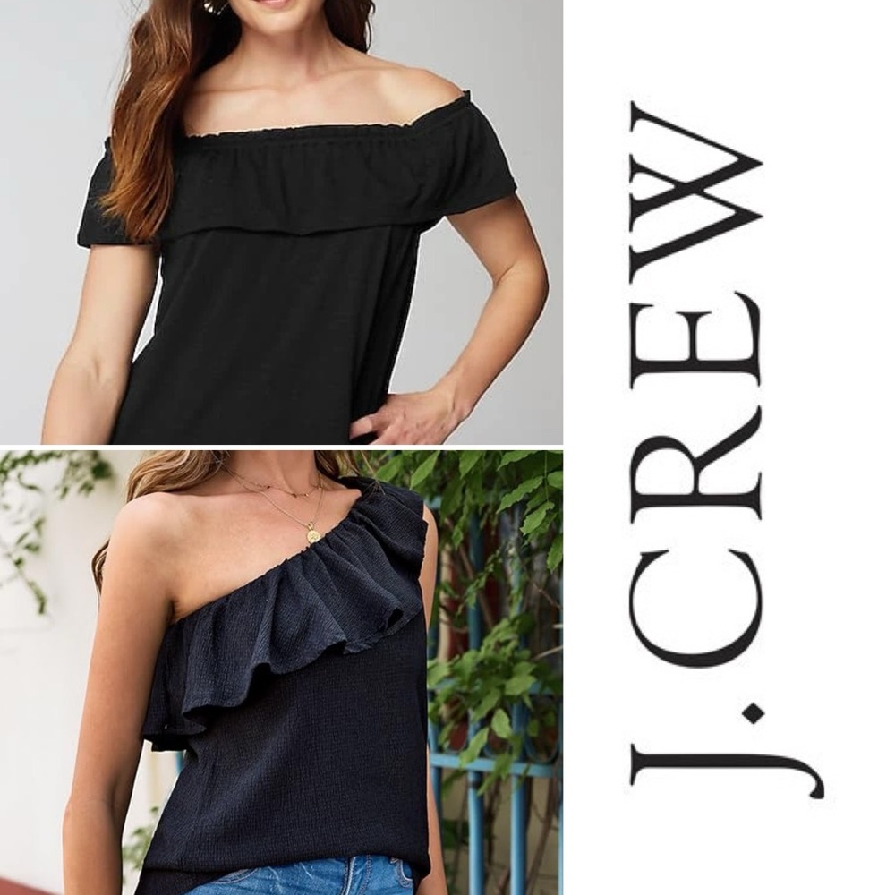 J. Crew Linen Convertible Ruffle Top